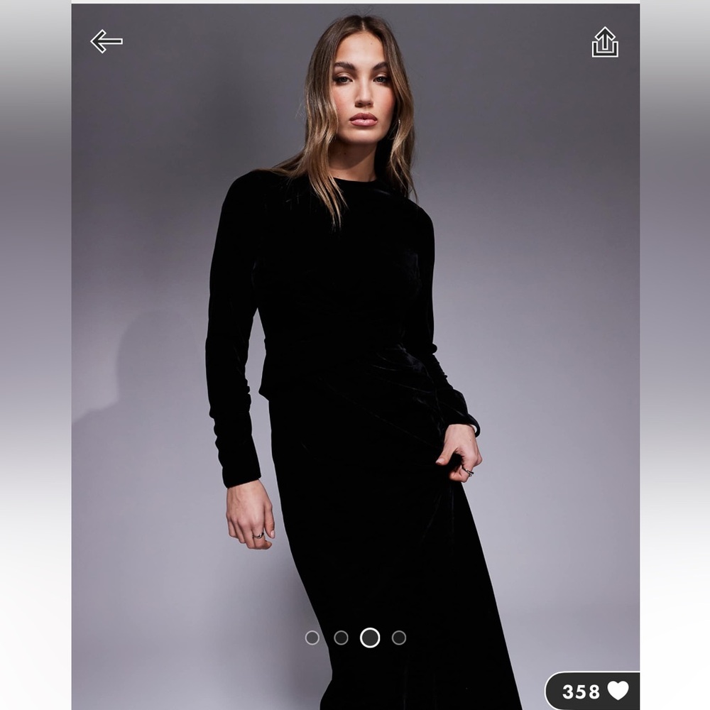 Long sleeve Tucked Velvet Bias Maxi NWT - Picture 3 of 11